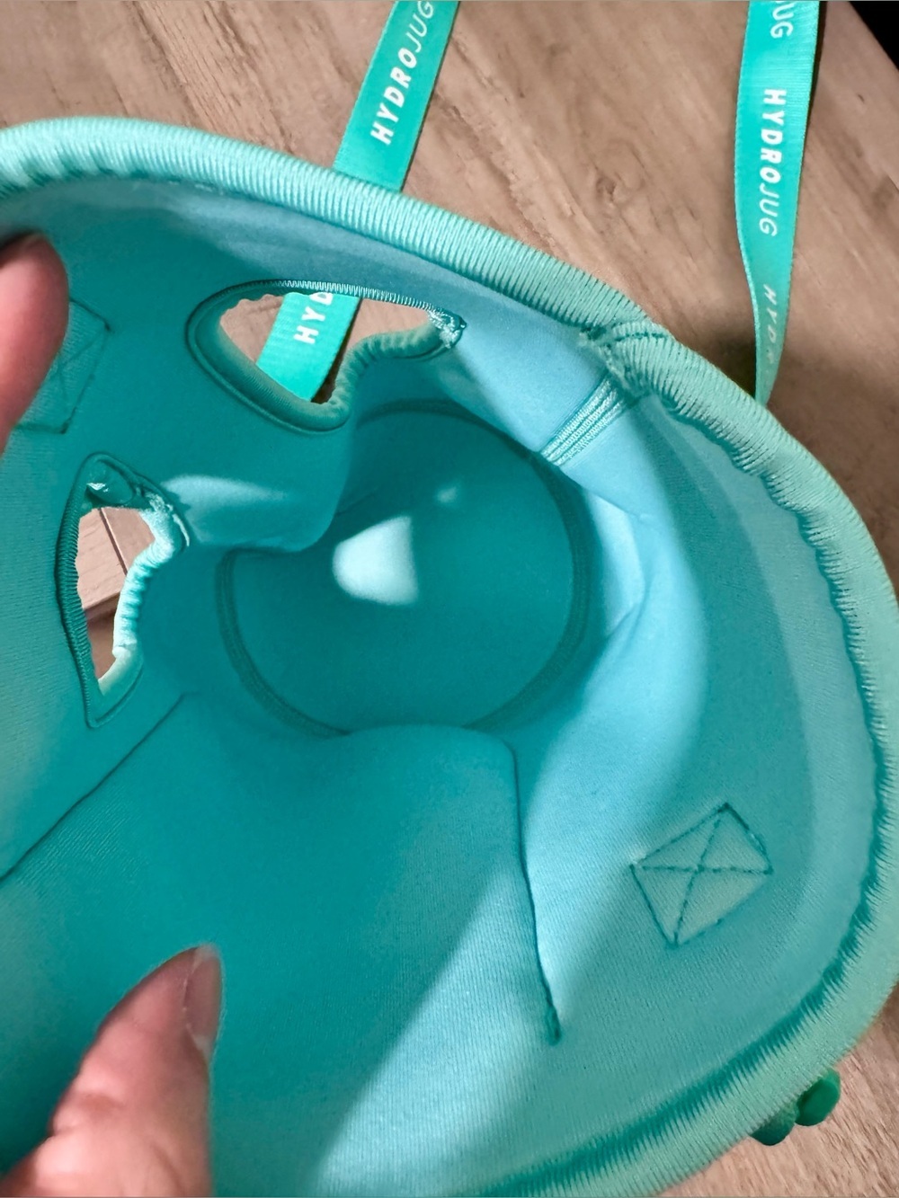 HydroJug Teal and Aqua Water Bottle Holder with Wrist Strap - Picture 4 of 5